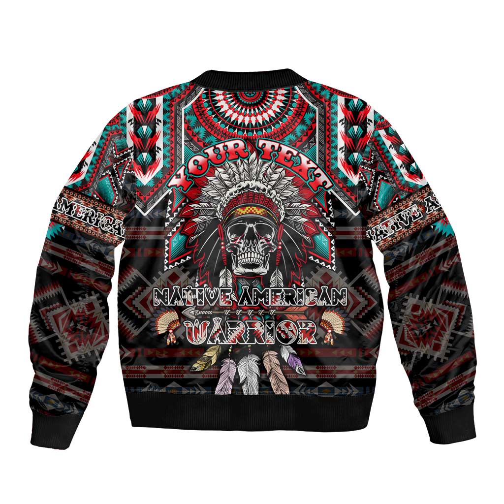 Native American Indian Warrior Skull Sleeve Zip Bomber Jacket - Wonder Print Shop