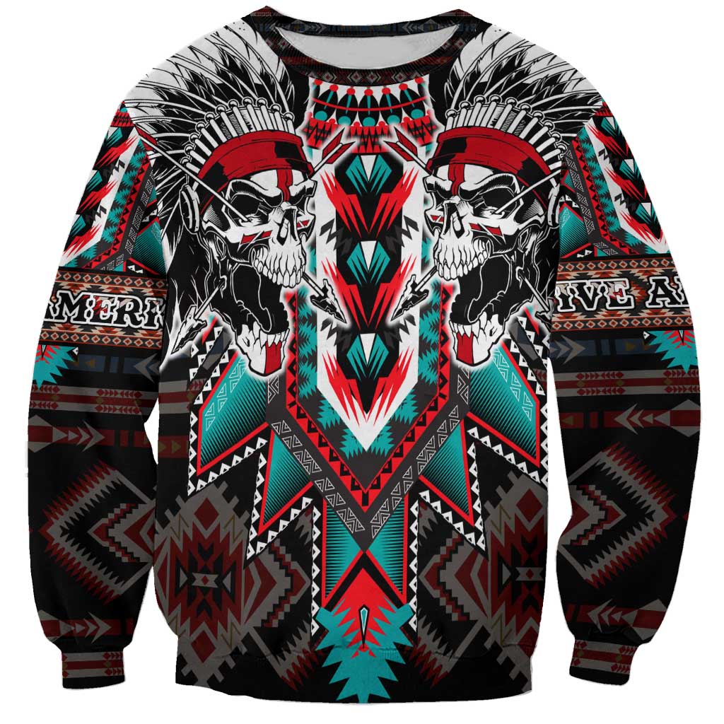 Native American Indian Warrior Skull Sweatshirt - Wonder Print Shop