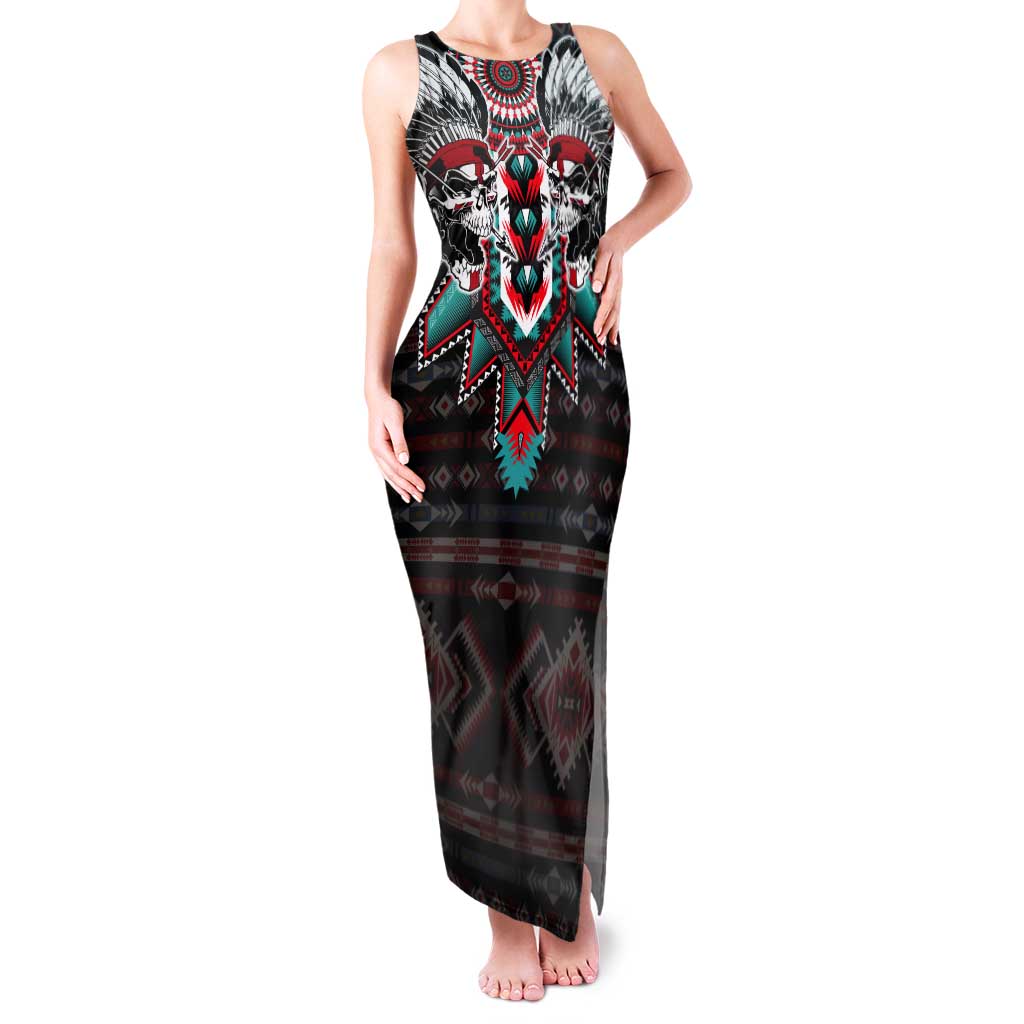 Native American Indian Warrior Skull Tank Maxi Dress - Wonder Print Shop