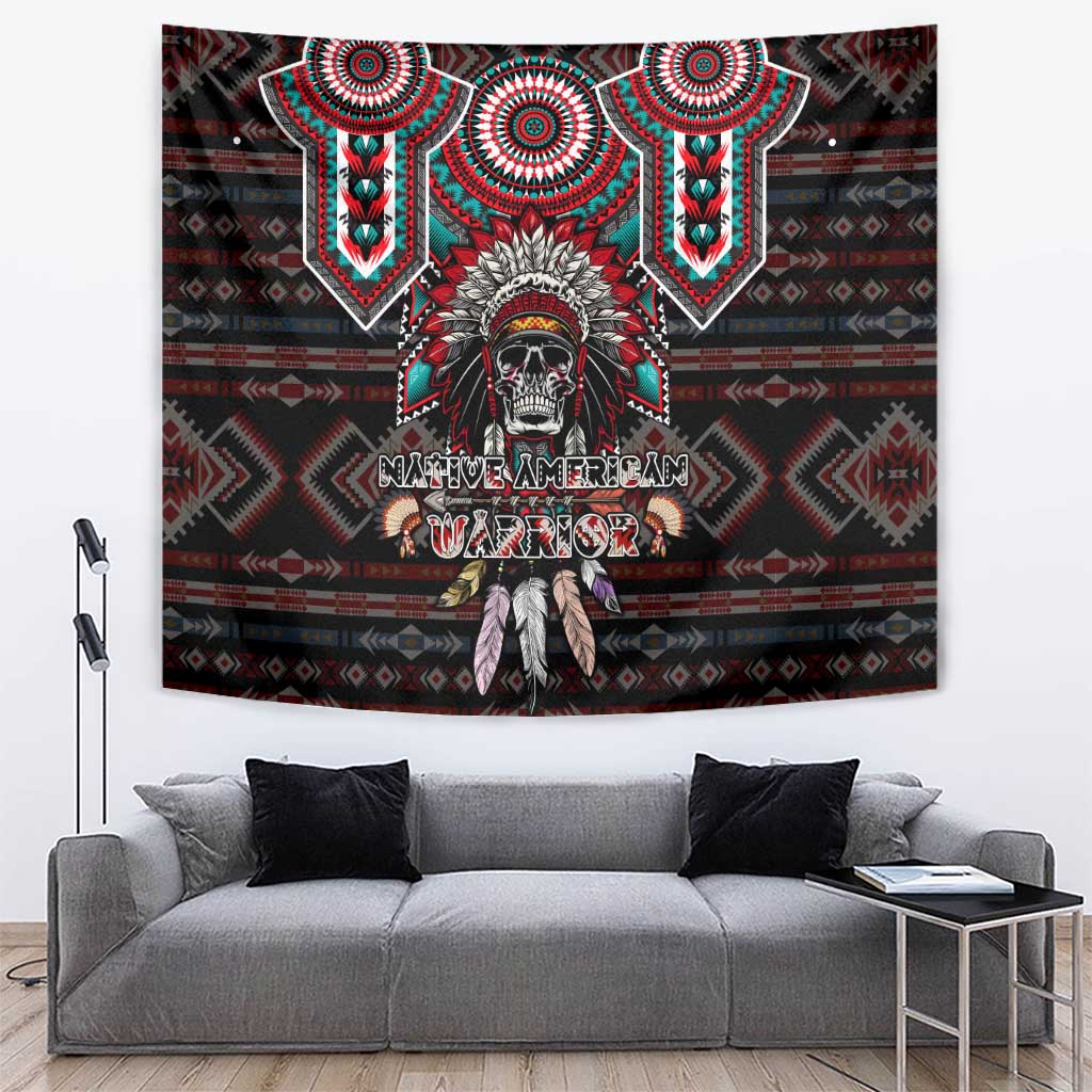 Native American Indian Warrior Skull Tapestry - Wonder Print Shop