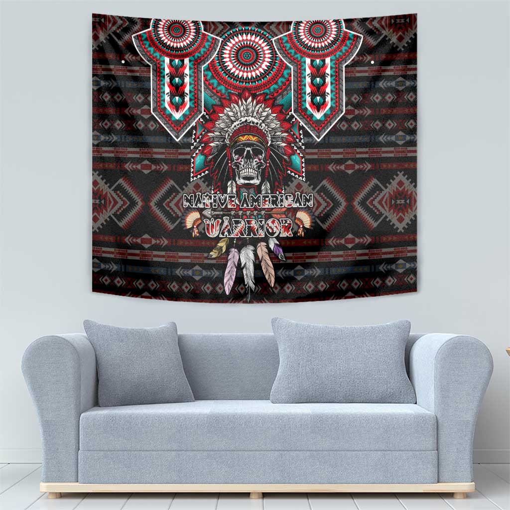 Native American Indian Warrior Skull Tapestry - Wonder Print Shop