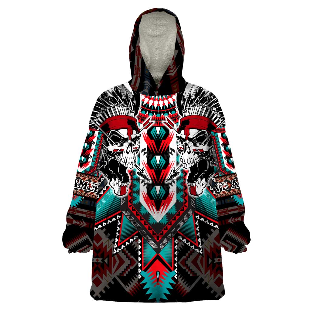 Native American Indian Warrior Skull Wearable Blanket Hoodie - Wonder Print Shop