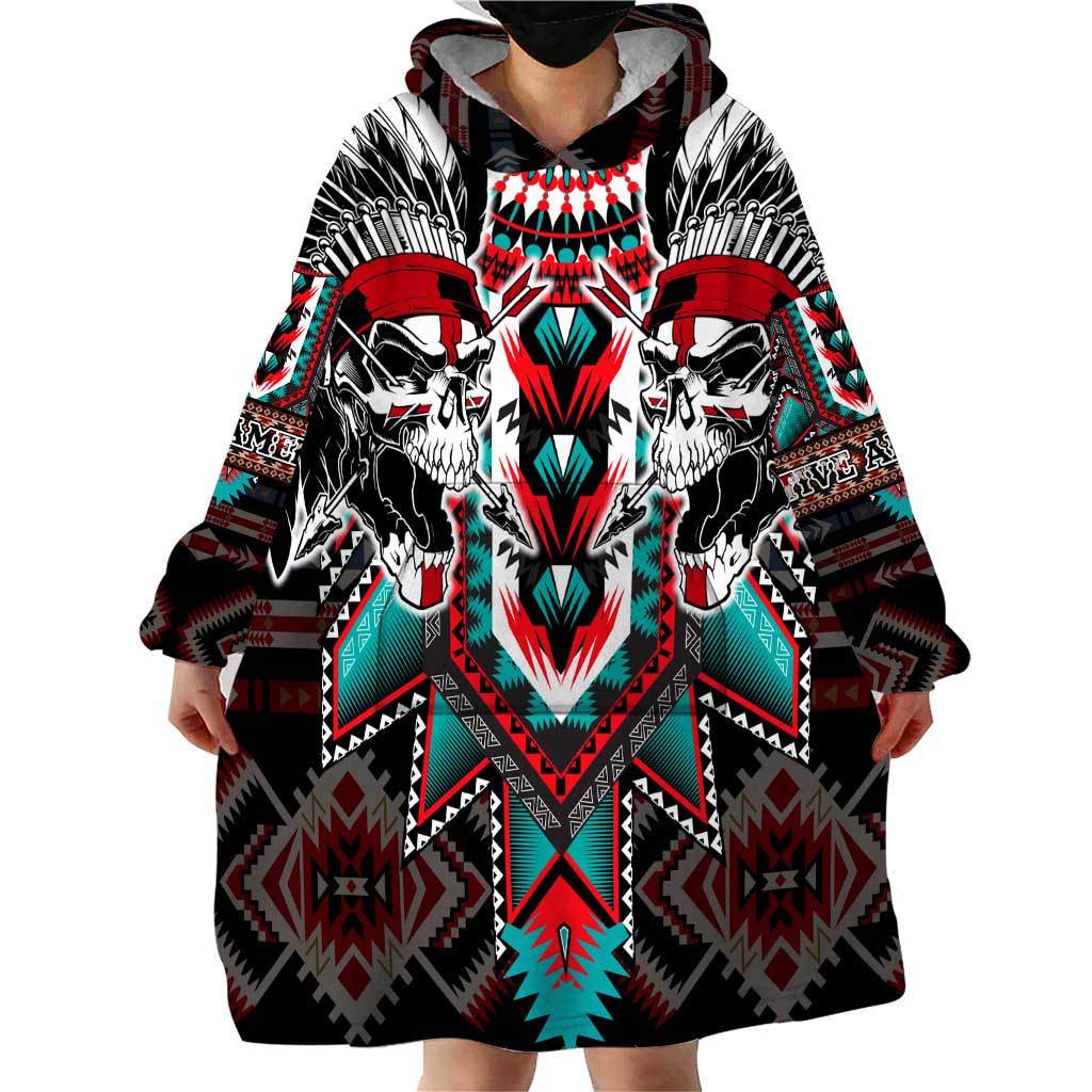 Native American Indian Warrior Skull Wearable Blanket Hoodie - Wonder Print Shop