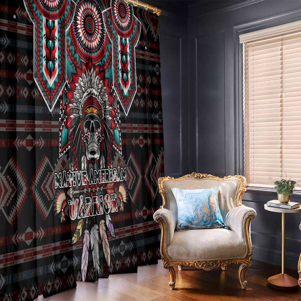 Native American Indian Warrior Skull Window Curtain - Wonder Print Shop