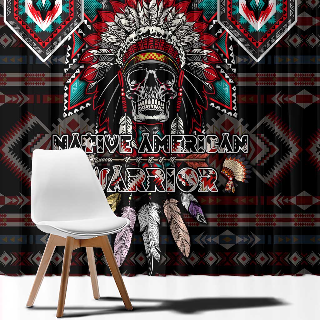 Native American Indian Warrior Skull Window Curtain - Wonder Print Shop