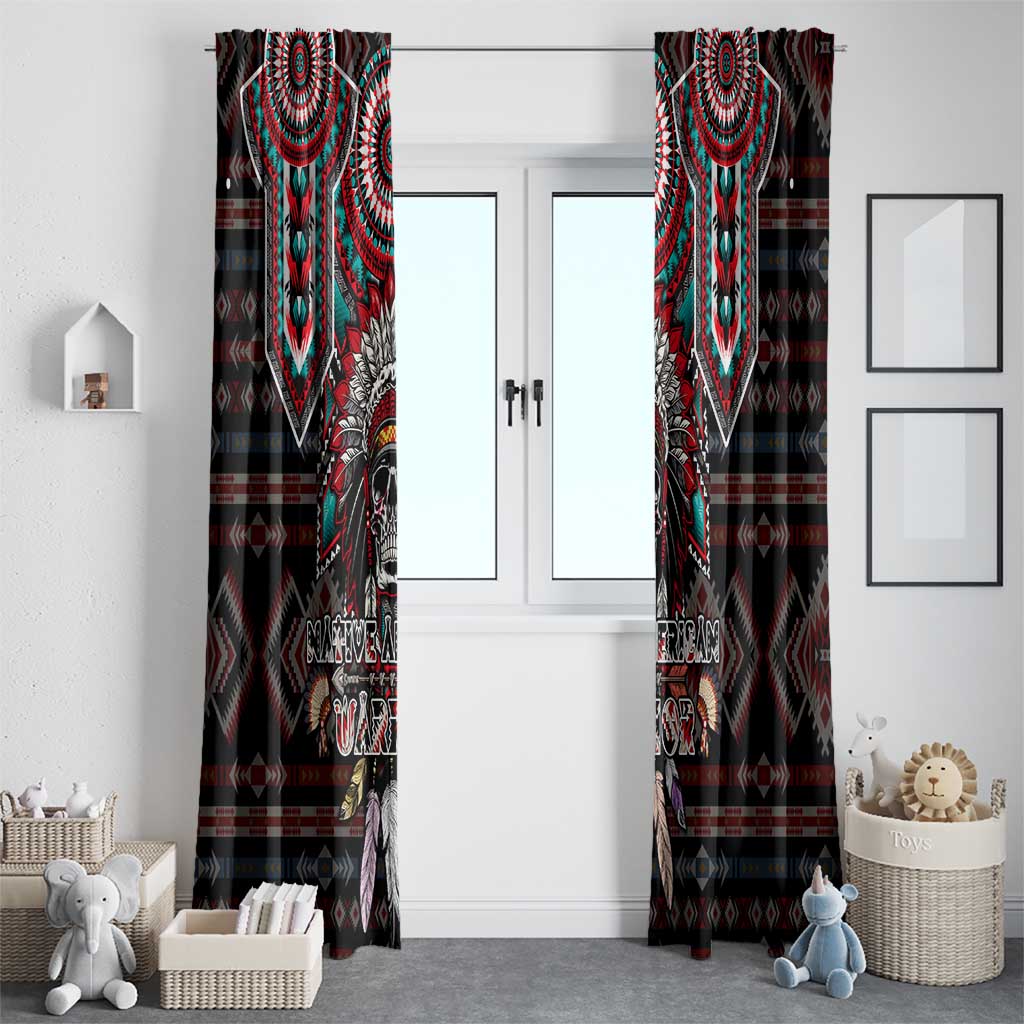 Native American Indian Warrior Skull Window Curtain - Wonder Print Shop