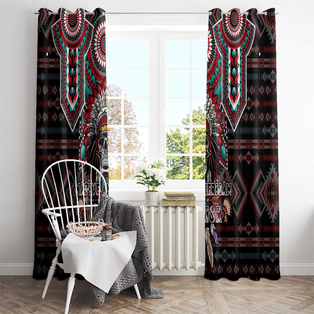Native American Indian Warrior Skull Window Curtain - Wonder Print Shop