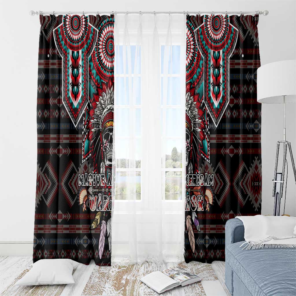 Native American Indian Warrior Skull Window Curtain - Wonder Print Shop
