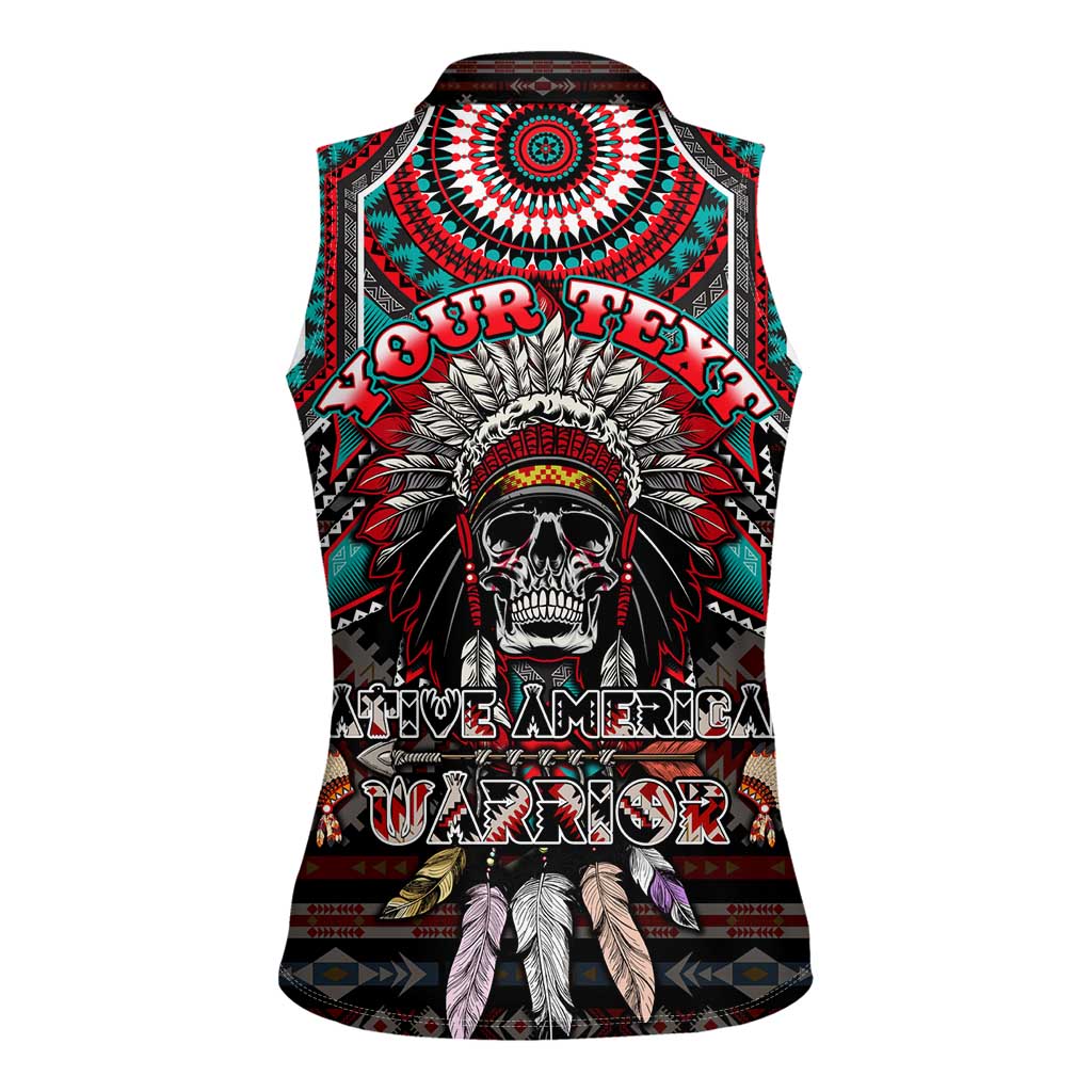Native American Indian Warrior Skull Women Sleeveless Polo Shirt - Wonder Print Shop