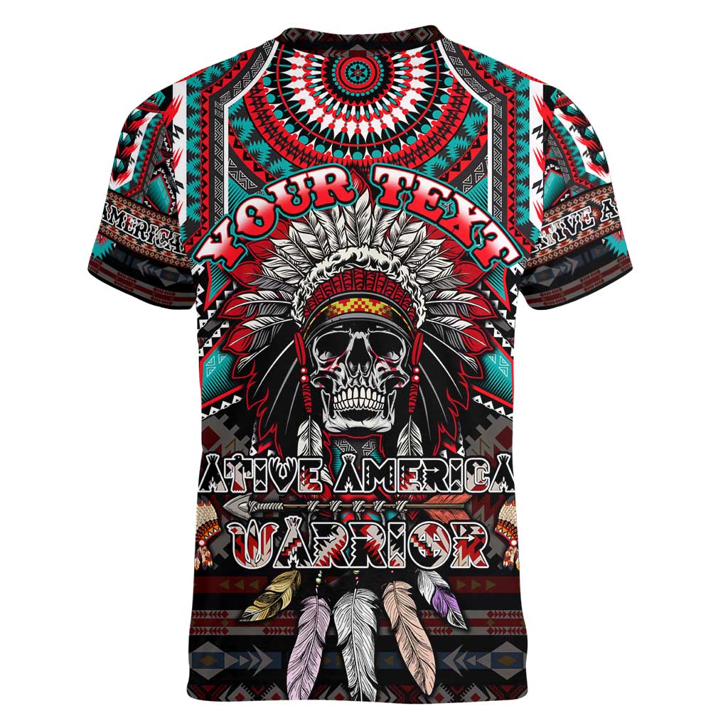 Native American Indian Warrior Skull Women V-Neck T-Shirt - Wonder Print Shop