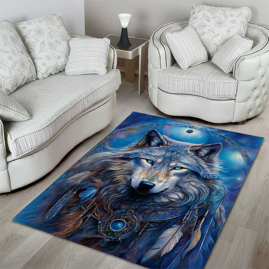Beautiful Native American Wolf Area Rug Galaxy Art - Wonder Print Shop
