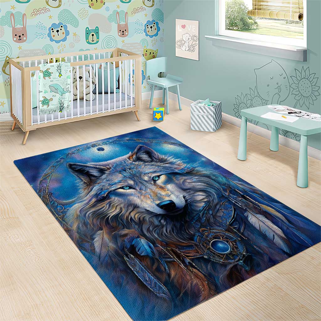 Beautiful Native American Wolf Area Rug Galaxy Art - Wonder Print Shop