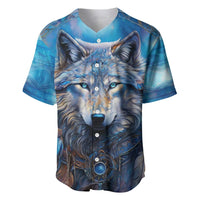 Beautiful Native American Wolf Baseball Jersey Galaxy Art - Wonder Print Shop