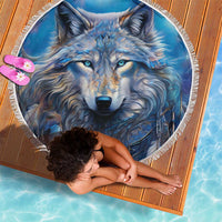 Beautiful Native American Wolf Beach Blanket Galaxy Art - Wonder Print Shop