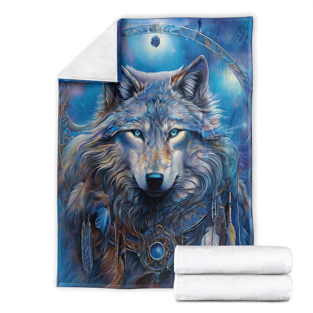 Beautiful Native American Wolf Blanket Galaxy Art