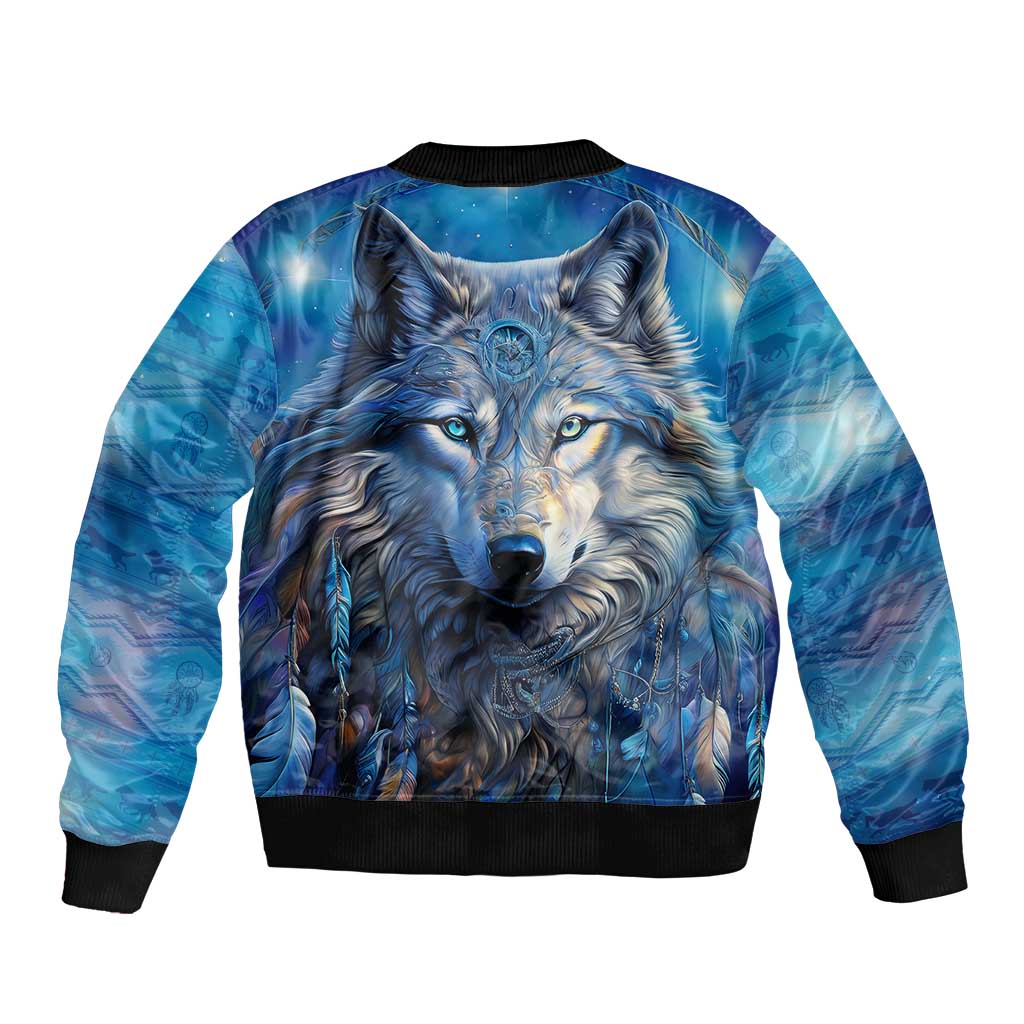 Beautiful Native American Wolf Bomber Jacket Galaxy Art - Wonder Print Shop