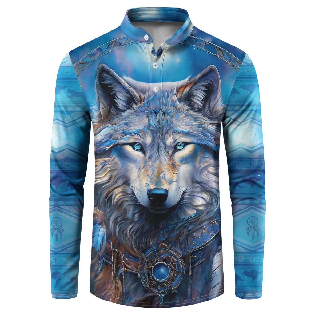 Beautiful Native American Wolf Button Sweatshirt Galaxy Art - Wonder Print Shop