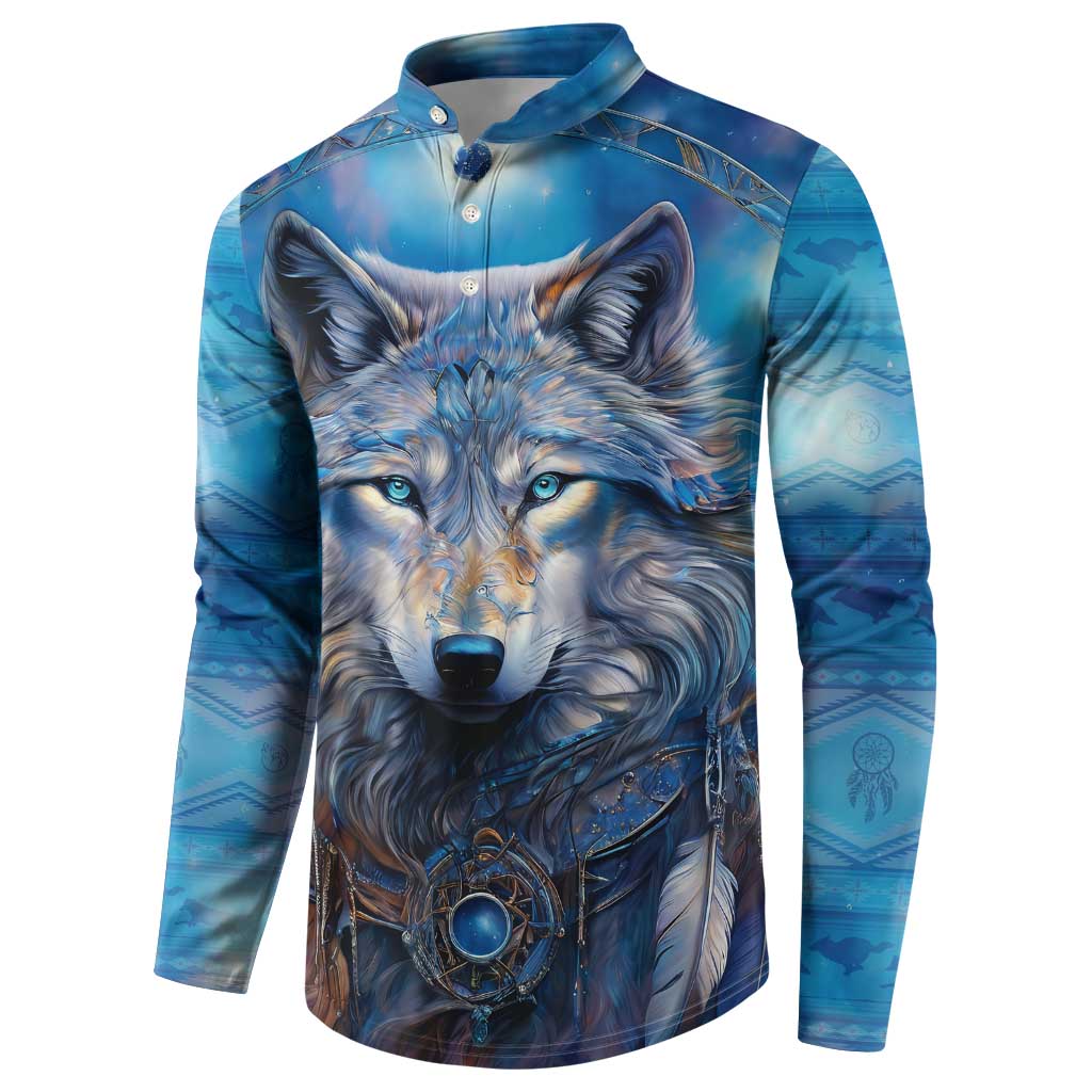 Beautiful Native American Wolf Button Sweatshirt Galaxy Art - Wonder Print Shop