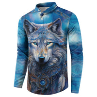 Beautiful Native American Wolf Button Sweatshirt Galaxy Art - Wonder Print Shop