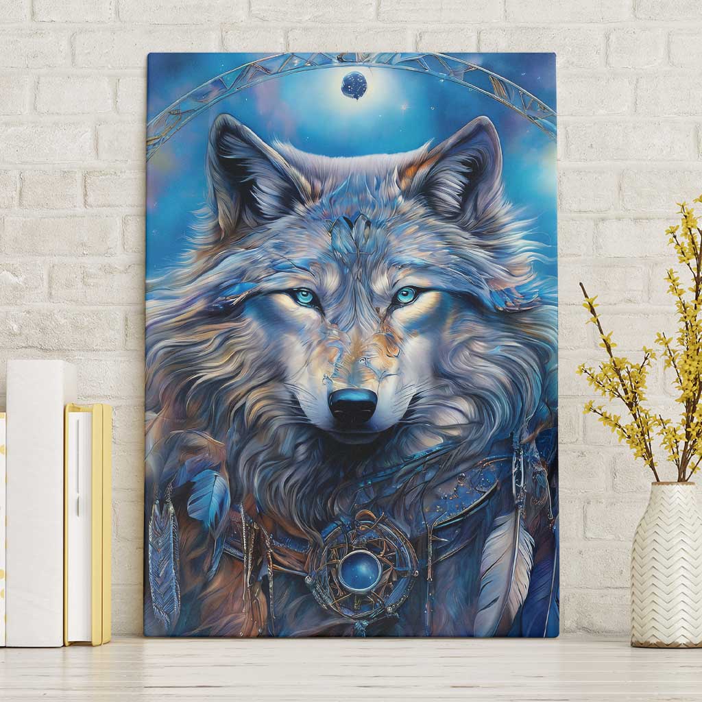 Beautiful Native American Wolf Canvas Wall Art Galaxy Art - Wonder Print Shop