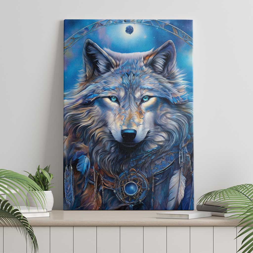 Beautiful Native American Wolf Canvas Wall Art Galaxy Art - Wonder Print Shop
