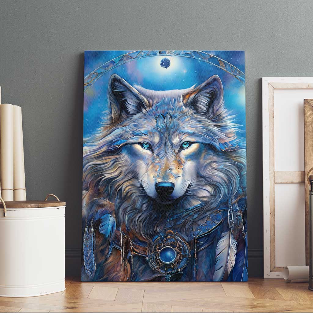 Beautiful Native American Wolf Canvas Wall Art Galaxy Art - Wonder Print Shop