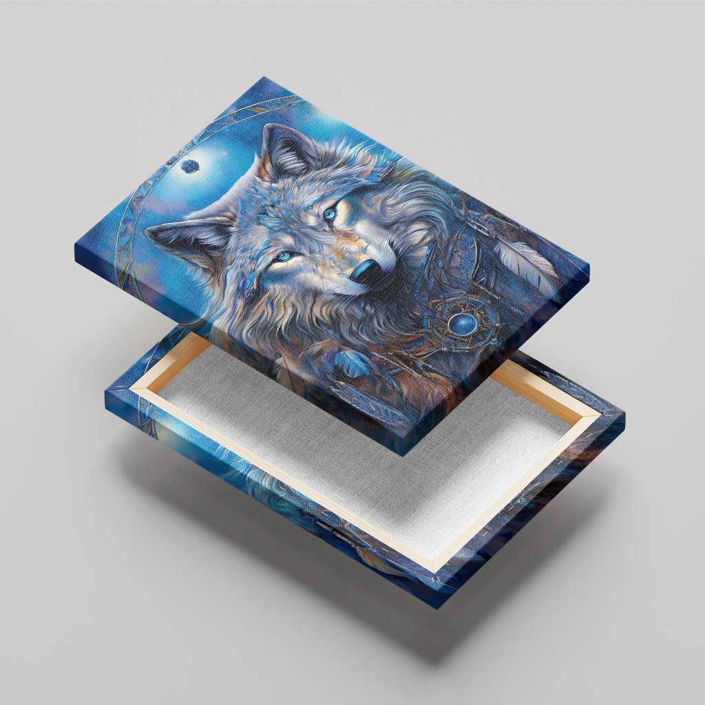 Beautiful Native American Wolf Canvas Wall Art Galaxy Art - Wonder Print Shop