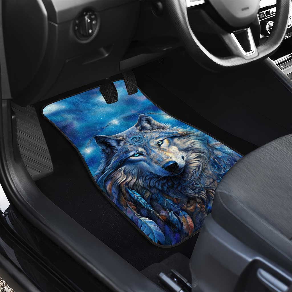 Beautiful Native American Wolf Car Mats Galaxy Art - Wonder Print Shop