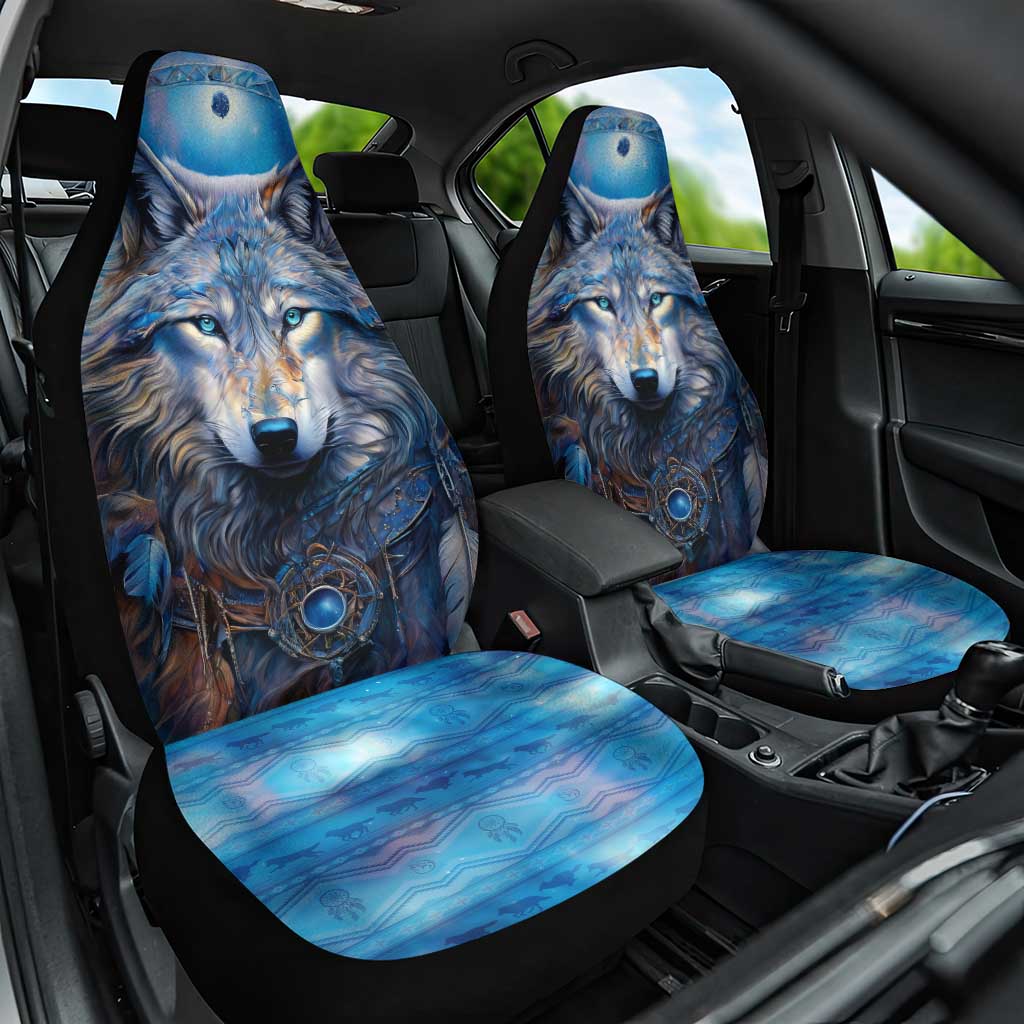 Beautiful Native American Wolf Car Seat Cover Galaxy Art - Wonder Print Shop