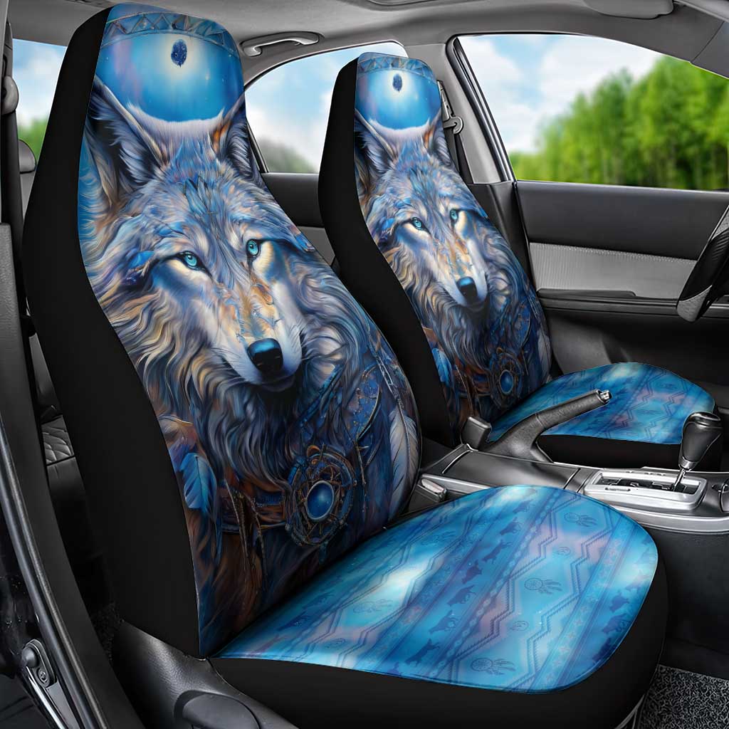 Beautiful Native American Wolf Car Seat Cover Galaxy Art - Wonder Print Shop