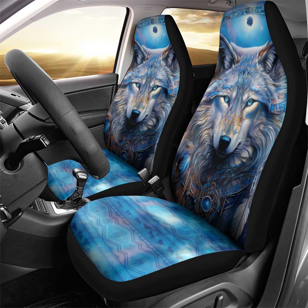 Beautiful Native American Wolf Car Seat Cover Galaxy Art - Wonder Print Shop