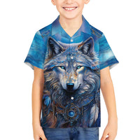 Beautiful Native American Wolf Family Matching Long Sleeve Bodycon Dress and Hawaiian Shirt Galaxy Art - Wonder Print Shop