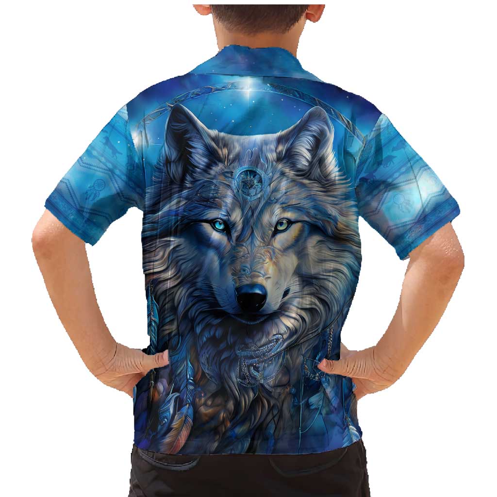 Beautiful Native American Wolf Family Matching Mermaid Dress and Hawaiian Shirt Galaxy Art - Wonder Print Shop