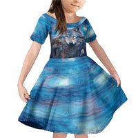 Beautiful Native American Wolf Family Matching Mermaid Dress and Hawaiian Shirt Galaxy Art - Wonder Print Shop