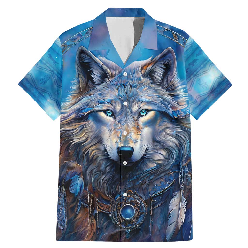 Beautiful Native American Wolf Family Matching Mermaid Dress and Hawaiian Shirt Galaxy Art - Wonder Print Shop
