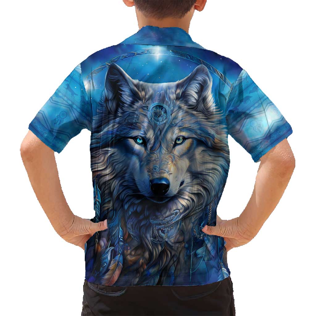 Beautiful Native American Wolf Family Matching Off Shoulder Maxi Dress and Hawaiian Shirt Galaxy Art - Wonder Print Shop