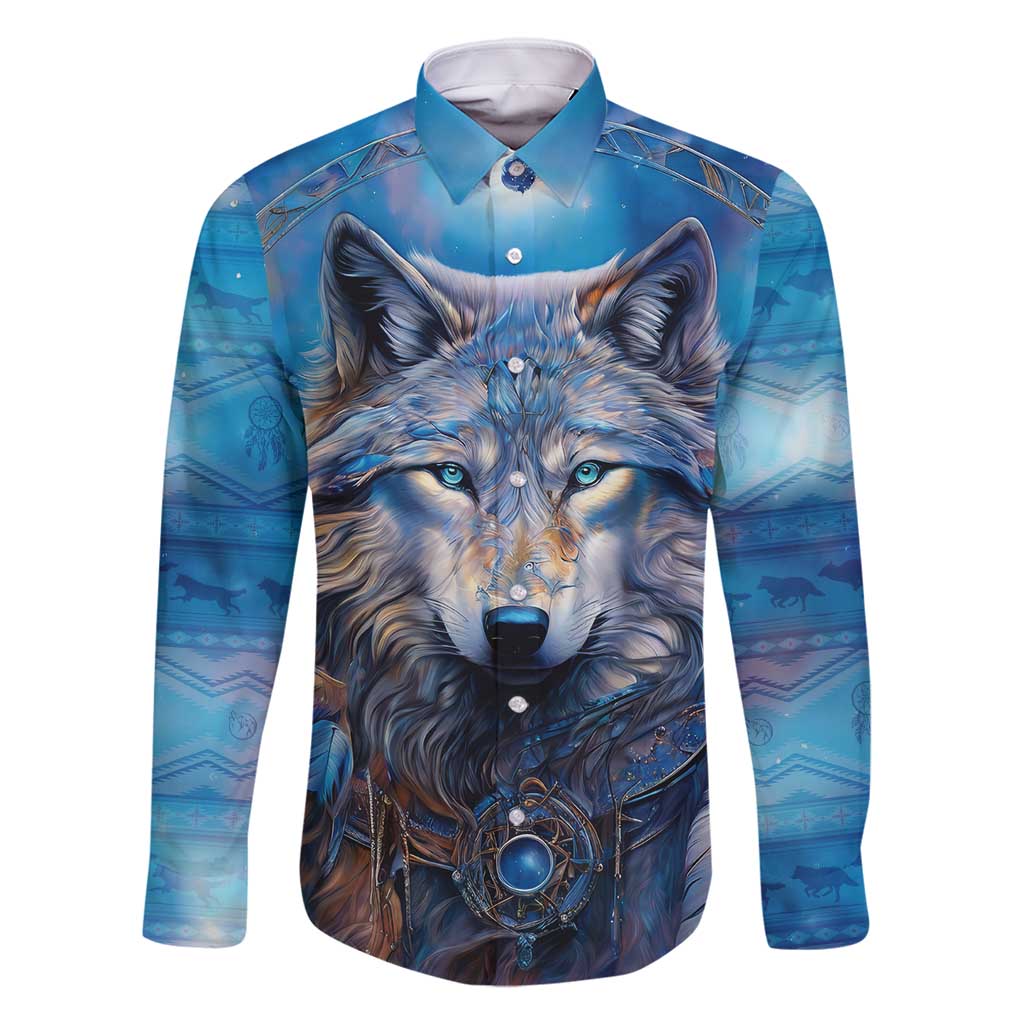 Beautiful Native American Wolf Family Matching Off Shoulder Maxi Dress and Hawaiian Shirt Galaxy Art - Wonder Print Shop