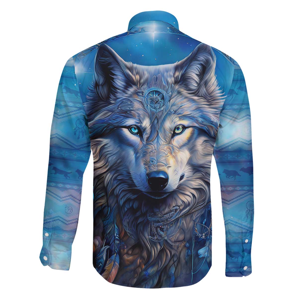 Beautiful Native American Wolf Family Matching Puletasi and Hawaiian Shirt Galaxy Art - Wonder Print Shop