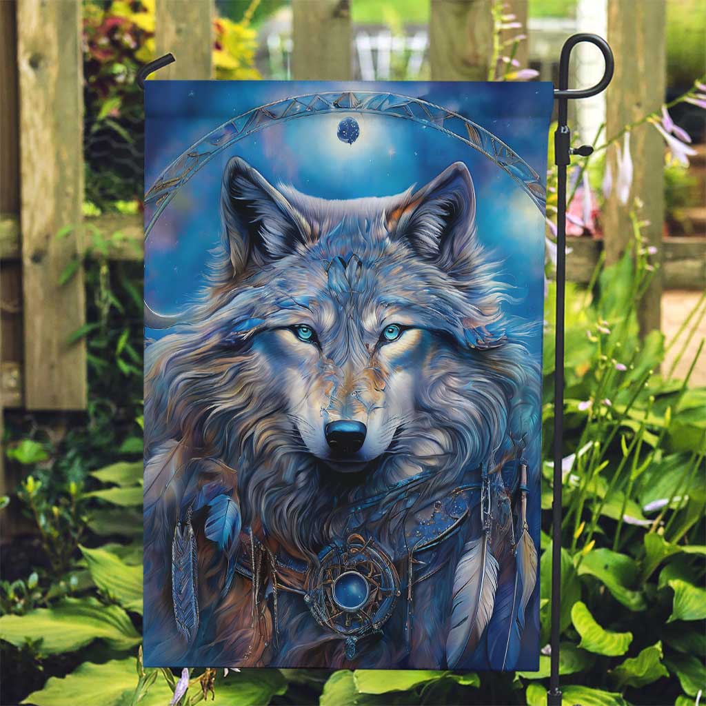 Beautiful Native American Wolf Garden Flag Galaxy Art - Wonder Print Shop