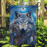 Beautiful Native American Wolf Garden Flag Galaxy Art - Wonder Print Shop