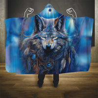 Beautiful Native American Wolf Hooded Blanket Galaxy Art