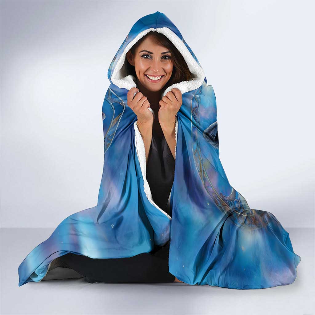 Beautiful Native American Wolf Hooded Blanket Galaxy Art