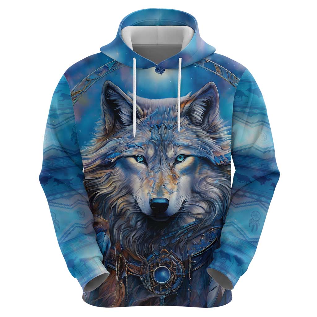 Beautiful Native American Wolf Hoodie Galaxy Art - Wonder Print Shop
