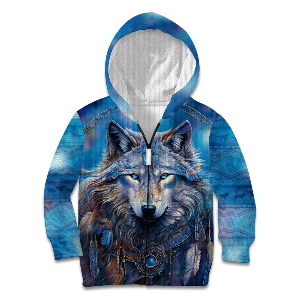 Beautiful Native American Wolf Kid Hoodie Galaxy Art - Wonder Print Shop