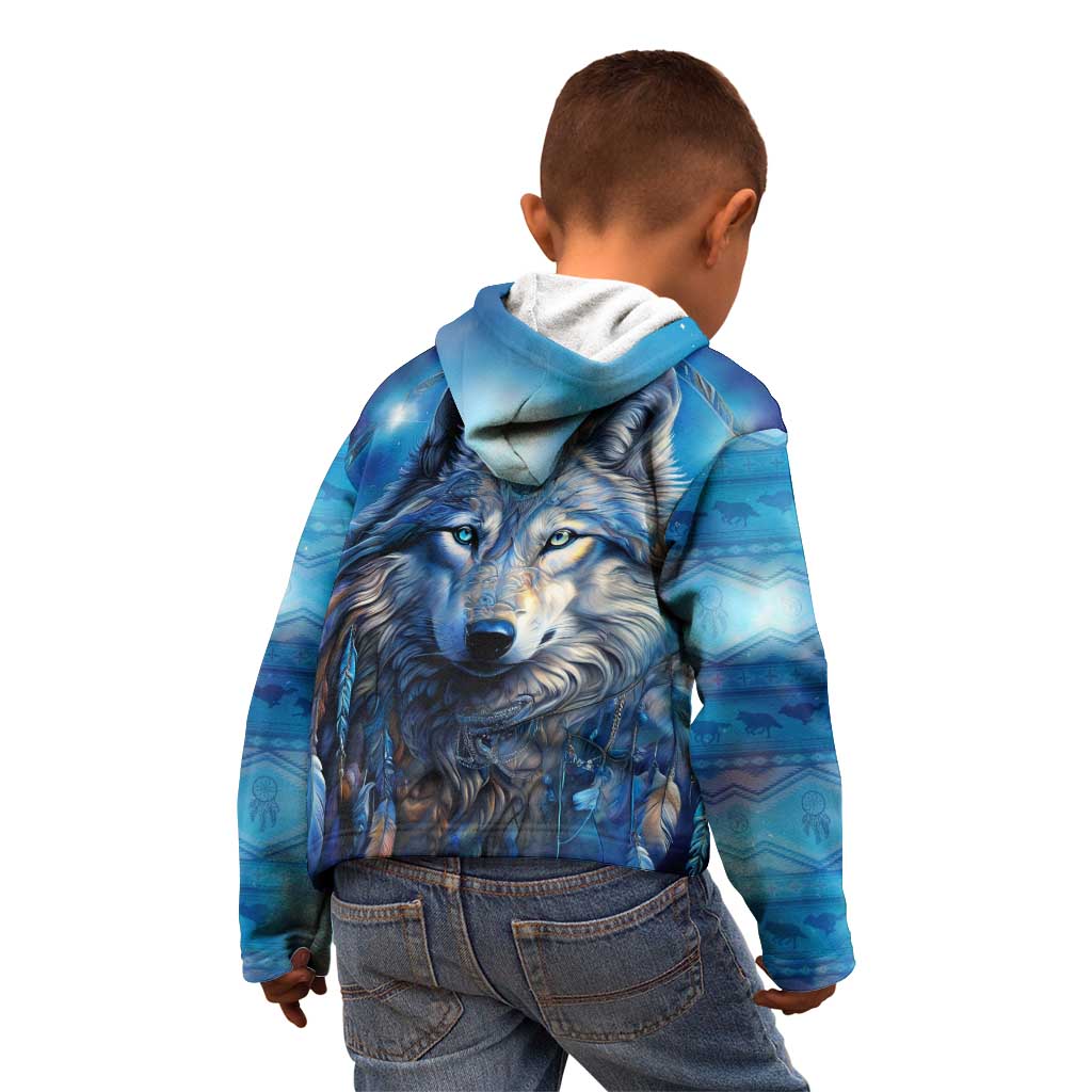 Beautiful Native American Wolf Kid Hoodie Galaxy Art - Wonder Print Shop