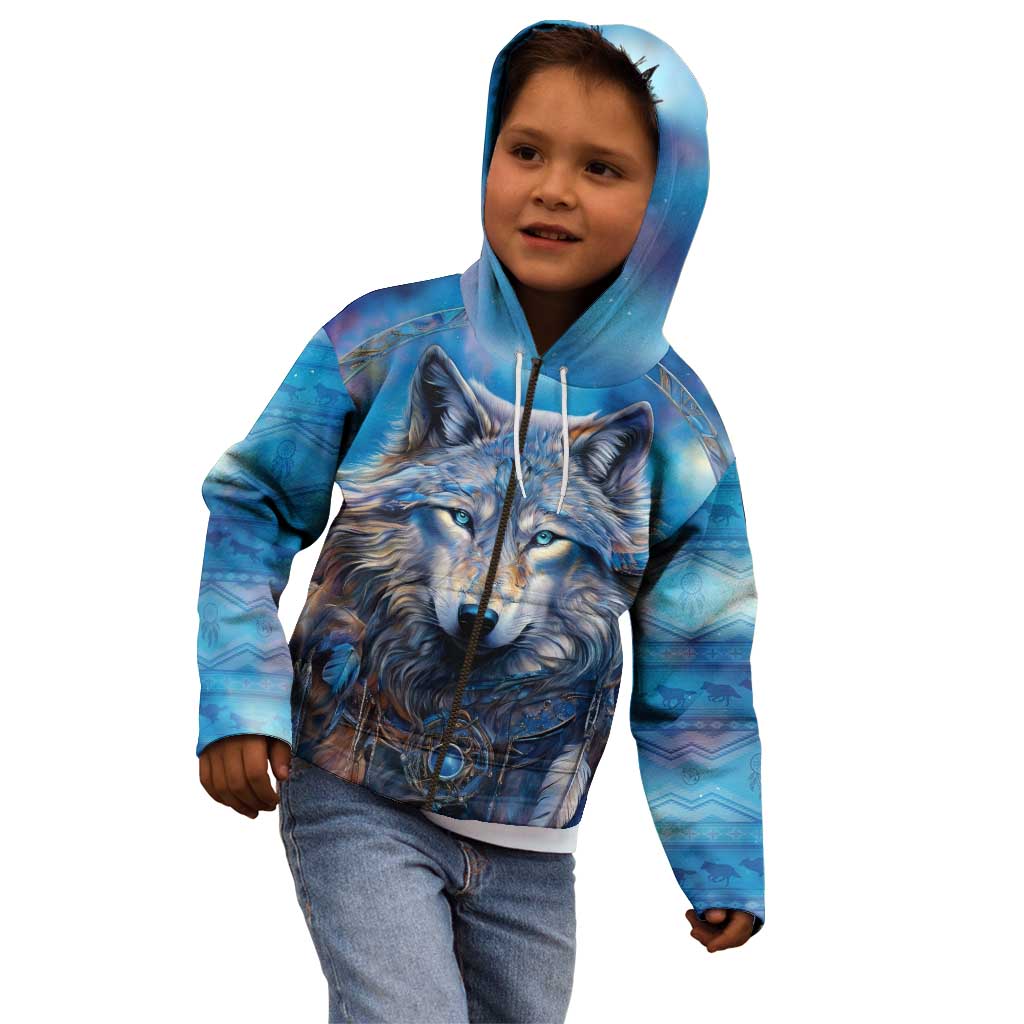 Beautiful Native American Wolf Kid Hoodie Galaxy Art - Wonder Print Shop