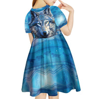 Beautiful Native American Wolf Kid Short Sleeve Dress Galaxy Art - Wonder Print Shop