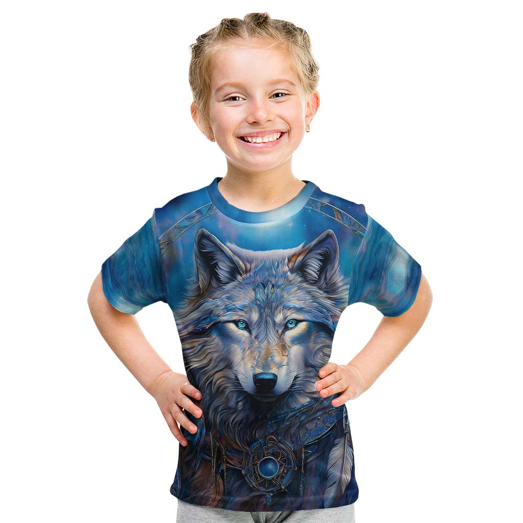 Beautiful Native American Wolf Kid T Shirt Galaxy Art - Wonder Print Shop