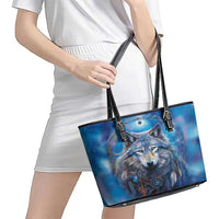 Beautiful Native American Wolf Leather Tote Bag Galaxy Art - Wonder Print Shop