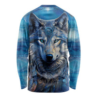 Beautiful Native American Wolf Long Sleeve Shirt Galaxy Art - Wonder Print Shop